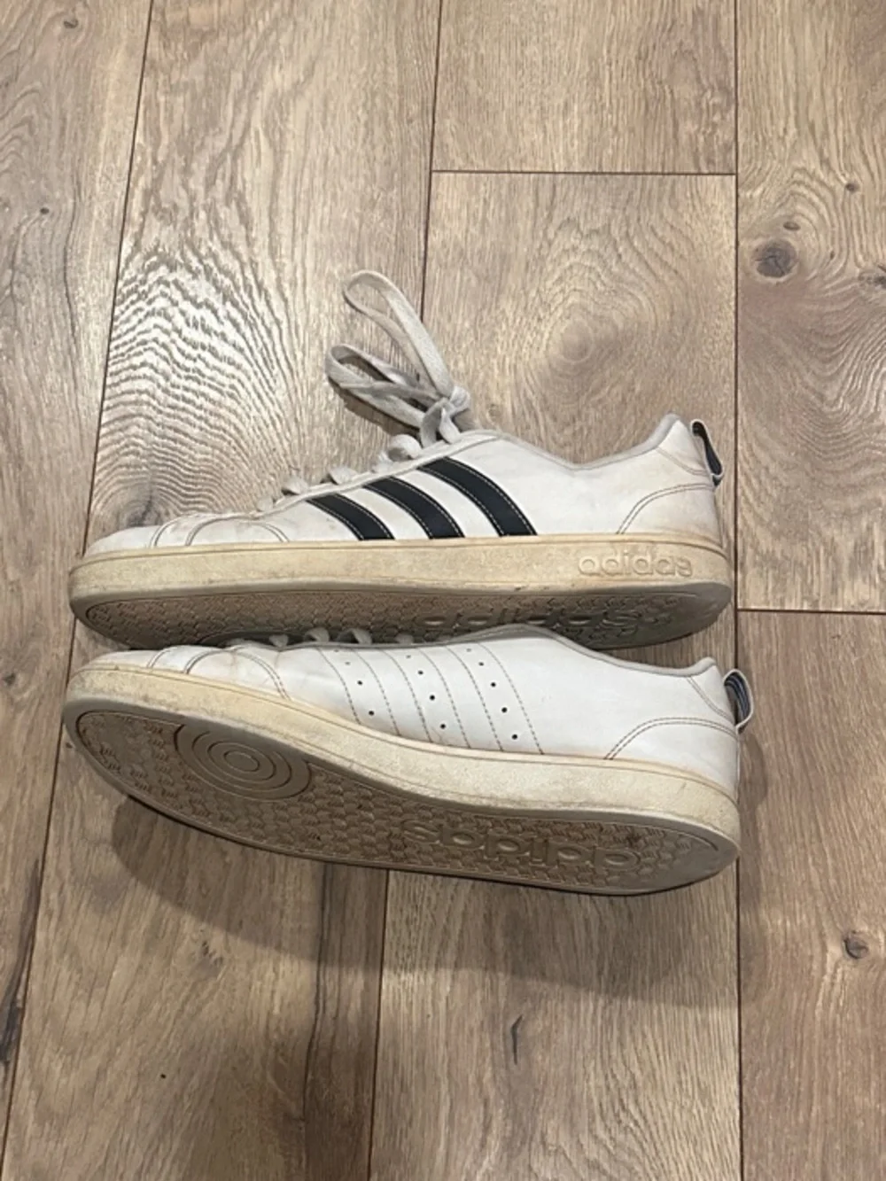adidas White Sneakers with Black Stripes
